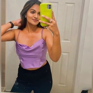 Satin purple crop top